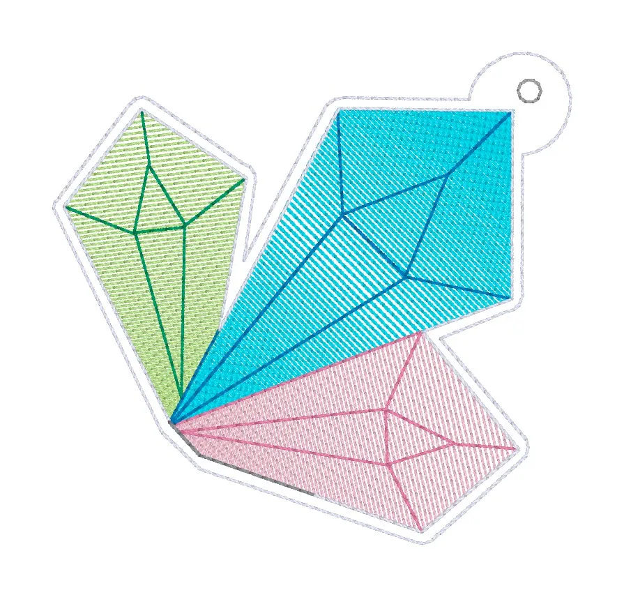Crystal shaker bookmark/ornament/bag tag machine embroidery design DIGITAL DOWNLOAD