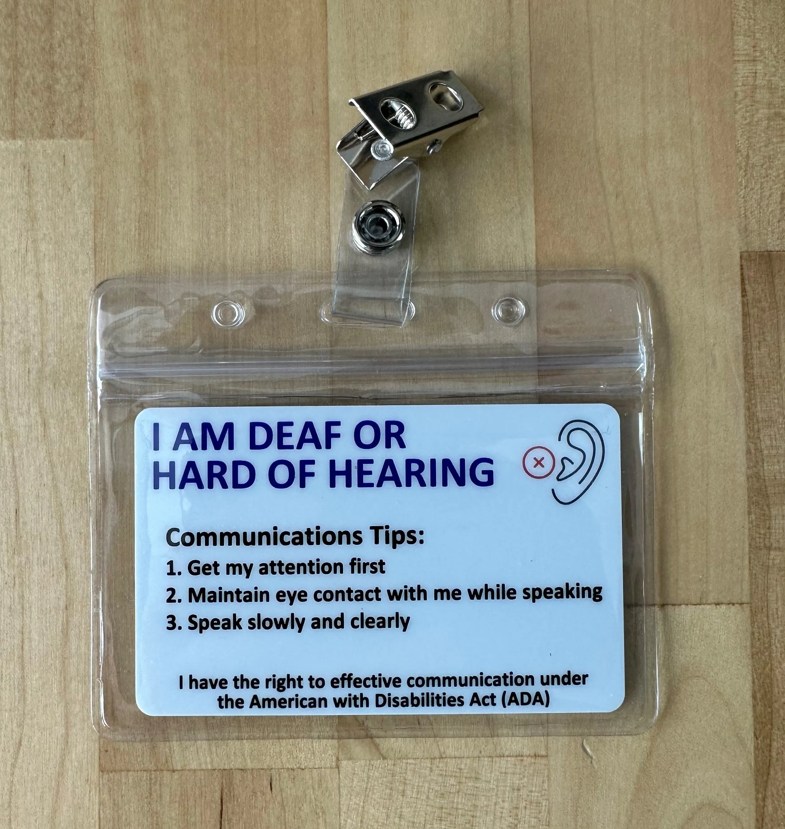 Customized Hard of Hearing Wallet Card