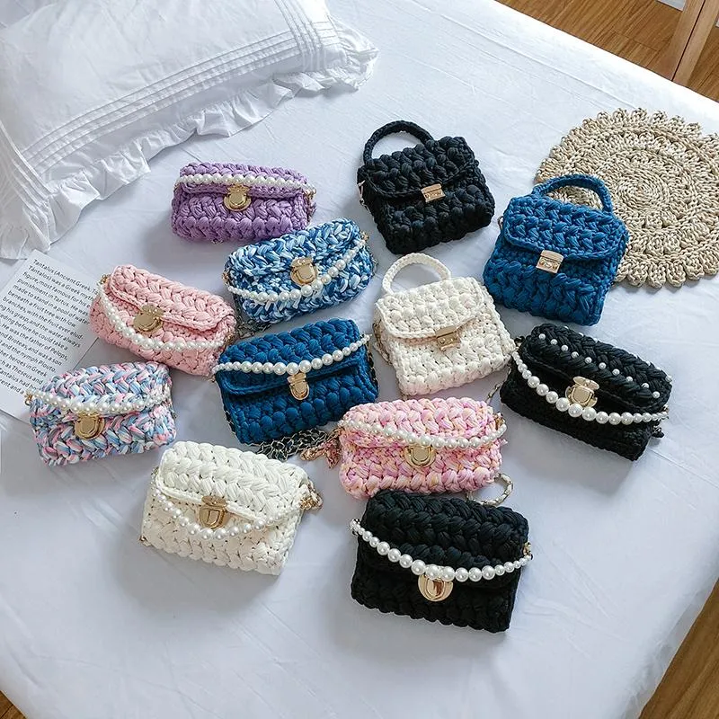 Cute Beige Crochet Small Handbag Crossbody Purse Crochet Shoulder Bag for Girl Cute Crochet Purses