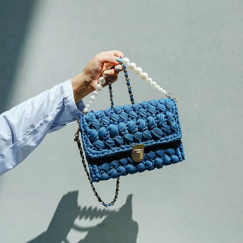 Cute Beige Crochet Small Handbag Crossbody Purse Crochet Shoulder Bag for Girl Cute Crochet Purses