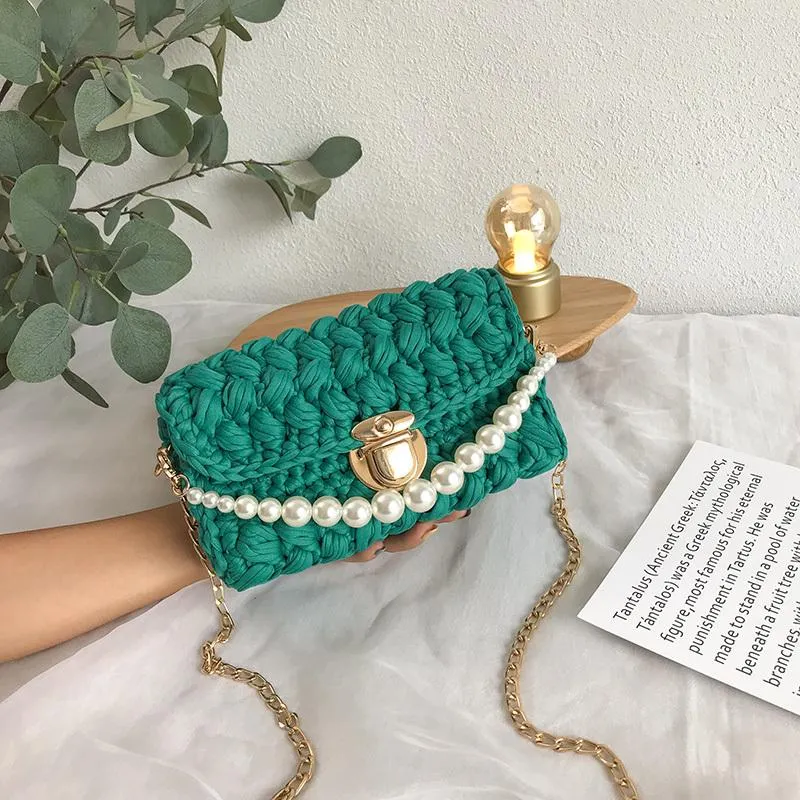 Cute Beige Crochet Small Handbag Crossbody Purse Crochet Shoulder Bag for Girl Cute Crochet Purses