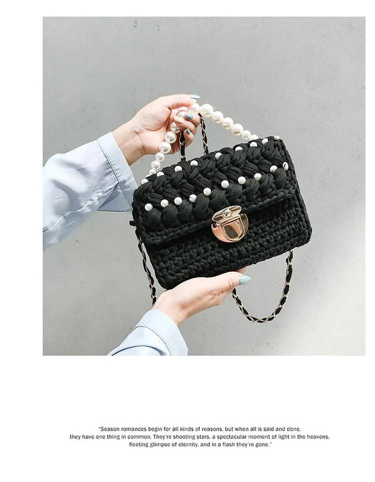 Cute Beige Crochet Small Handbag Crossbody Purse Crochet Shoulder Bag for Girl Cute Crochet Purses