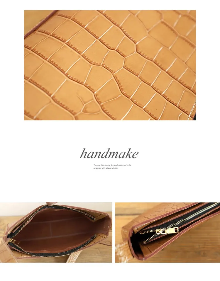 Cute LEATHER Side Bag Black WOMEN SHOULDER BAG Crocodile Handbag Purse FOR WOMEN