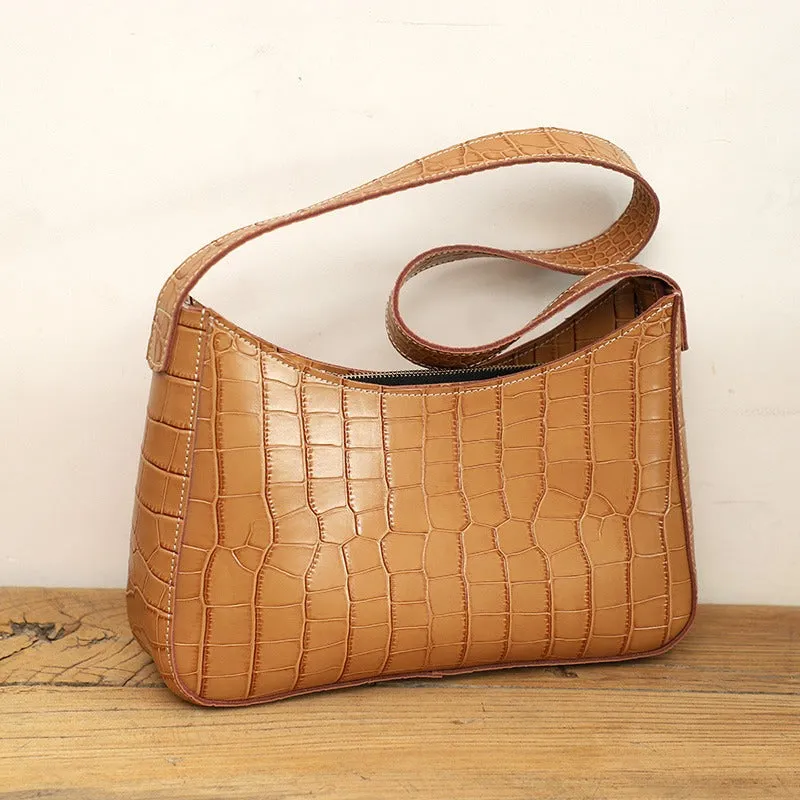 Cute LEATHER Side Bag Black WOMEN SHOULDER BAG Crocodile Handbag Purse FOR WOMEN