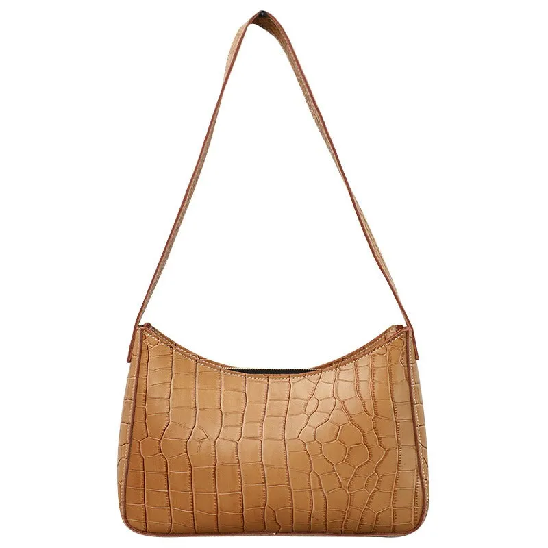 Cute LEATHER Side Bag Black WOMEN SHOULDER BAG Crocodile Handbag Purse FOR WOMEN