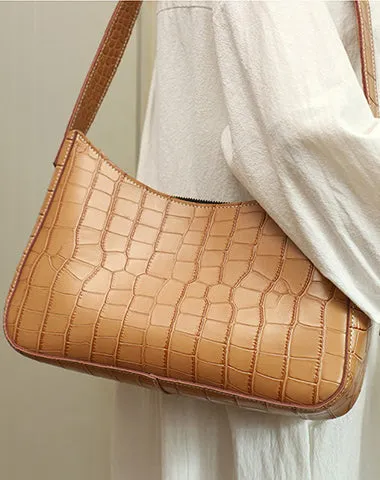 Cute LEATHER Side Bag Black WOMEN SHOULDER BAG Crocodile Handbag Purse FOR WOMEN