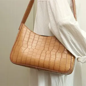 Cute LEATHER Side Bag Black WOMEN SHOULDER BAG Crocodile Handbag Purse FOR WOMEN