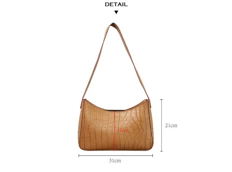 Cute LEATHER Side Bag Black WOMEN SHOULDER BAG Crocodile Handbag Purse FOR WOMEN