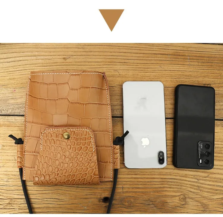 Cute LEATHER Small Side Bag Camel Crocodile Pattern WOMEN Crossbody BAG Purse FOR WOMEN