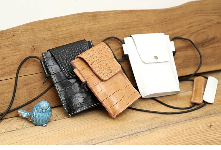 Cute LEATHER Small Side Bag Camel Crocodile Pattern WOMEN Crossbody BAG Purse FOR WOMEN