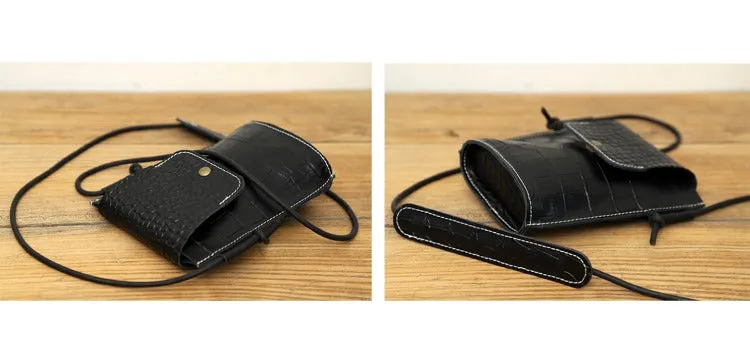 Cute LEATHER Small Side Bag Camel Crocodile Pattern WOMEN Crossbody BAG Purse FOR WOMEN