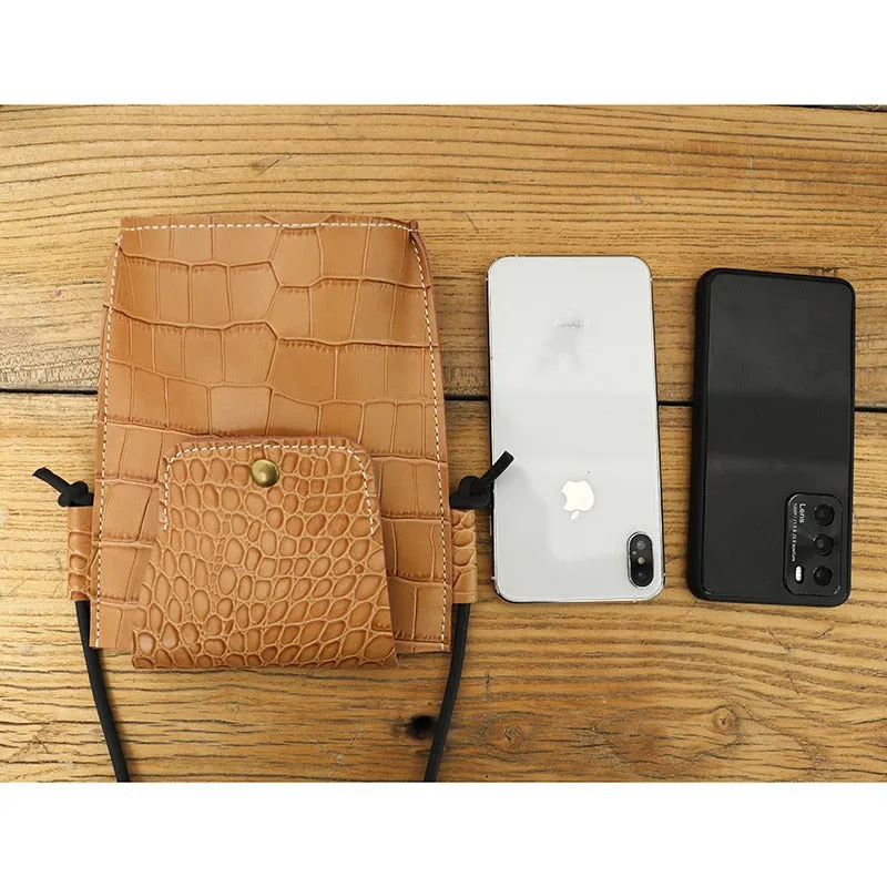 Cute LEATHER Small Side Bag Camel Crocodile Pattern WOMEN Crossbody BAG Purse FOR WOMEN