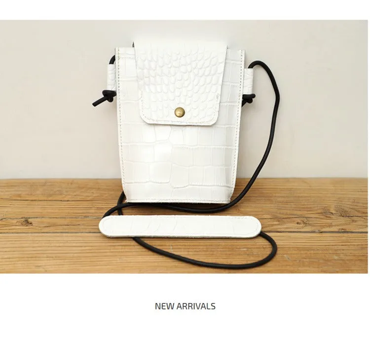 Cute LEATHER Small Side Bag Camel Crocodile Pattern WOMEN Crossbody BAG Purse FOR WOMEN