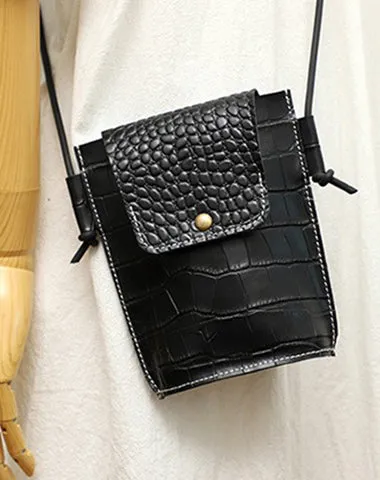 Cute LEATHER Small Side Bag Camel Crocodile Pattern WOMEN Crossbody BAG Purse FOR WOMEN