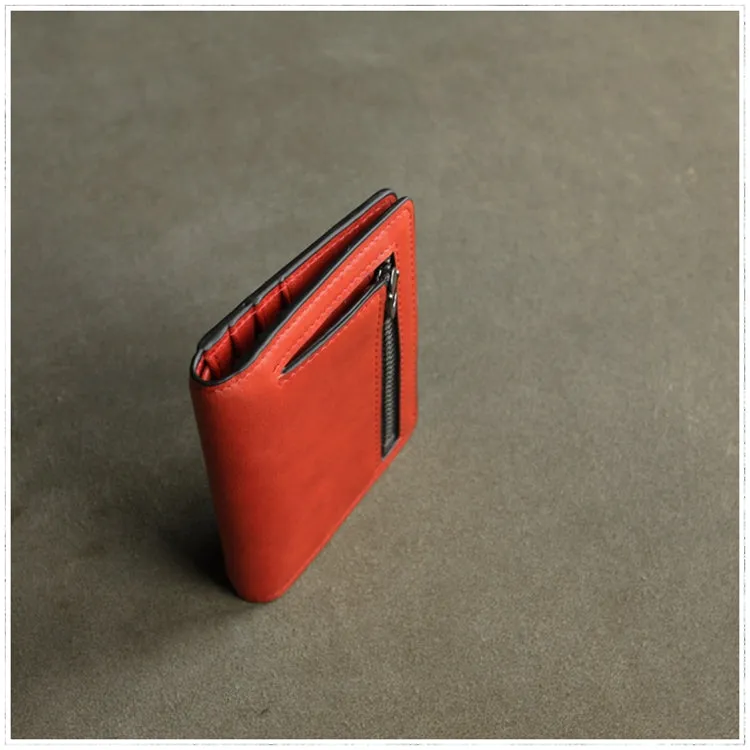 Cute Women Light Gray Leather Small Bifold Wallet Billfold Wallet with Coin Pocket For Women