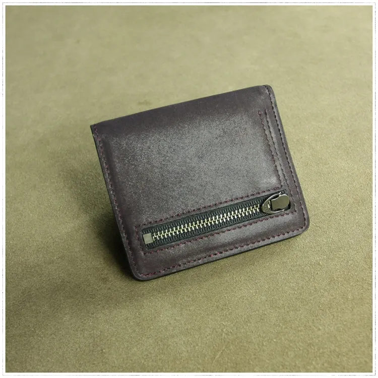 Cute Women Light Gray Leather Small Bifold Wallet Billfold Wallet with Coin Pocket For Women