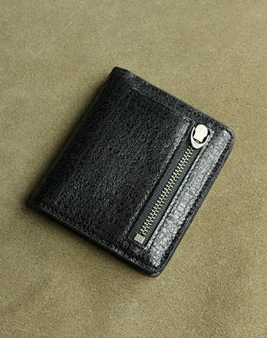 Cute Women Light Gray Leather Small Bifold Wallet Billfold Wallet with Coin Pocket For Women