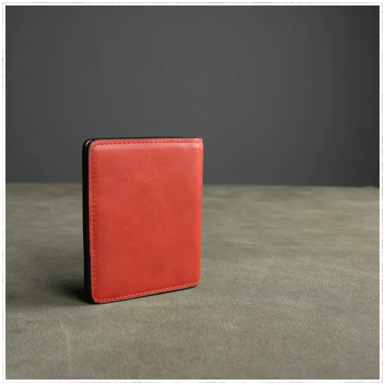 Cute Women Light Gray Leather Small Bifold Wallet Billfold Wallet with Coin Pocket For Women
