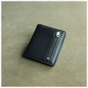 Cute Women Light Gray Leather Small Bifold Wallet Billfold Wallet with Coin Pocket For Women