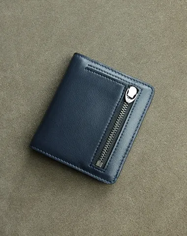 Cute Women Light Gray Leather Small Bifold Wallet Billfold Wallet with Coin Pocket For Women