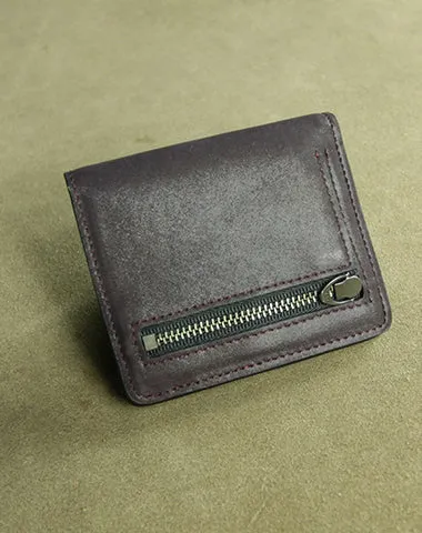 Cute Women Light Gray Leather Small Bifold Wallet Billfold Wallet with Coin Pocket For Women