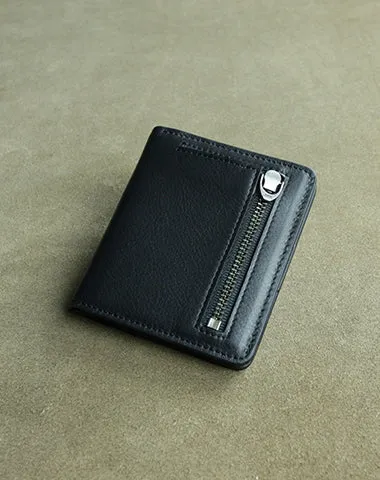 Cute Women Light Gray Leather Small Bifold Wallet Billfold Wallet with Coin Pocket For Women