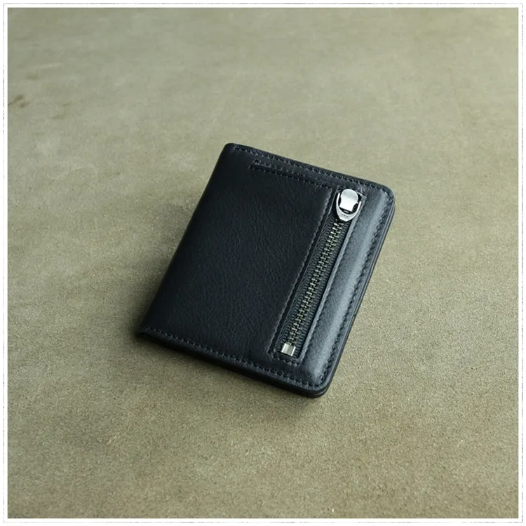 Cute Women Light Gray Leather Small Bifold Wallet Billfold Wallet with Coin Pocket For Women
