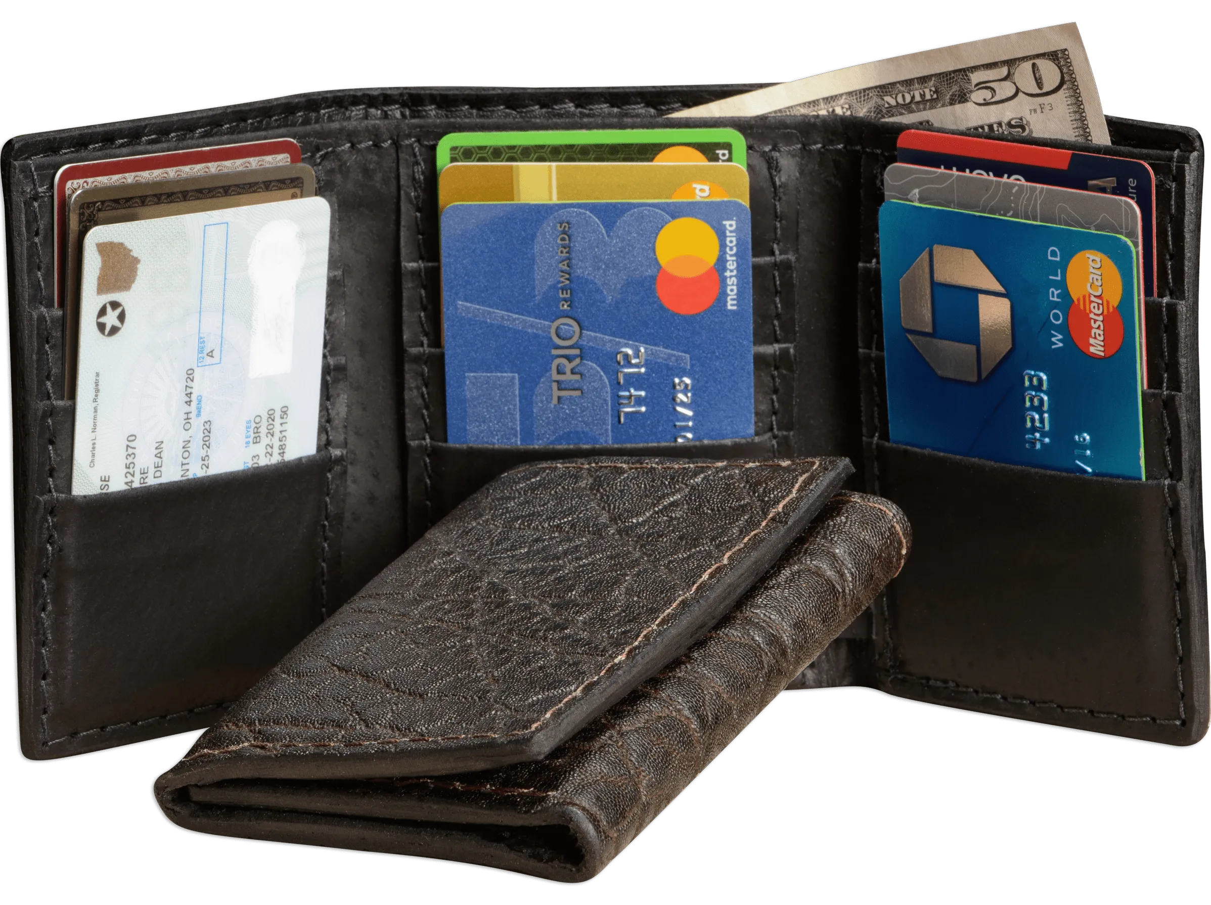 Dark Brown Elephant Trifold Wallet
