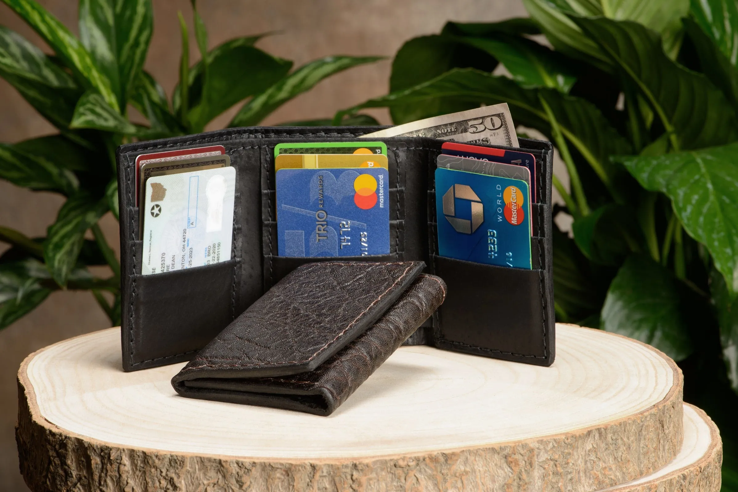 Dark Brown Elephant Trifold Wallet