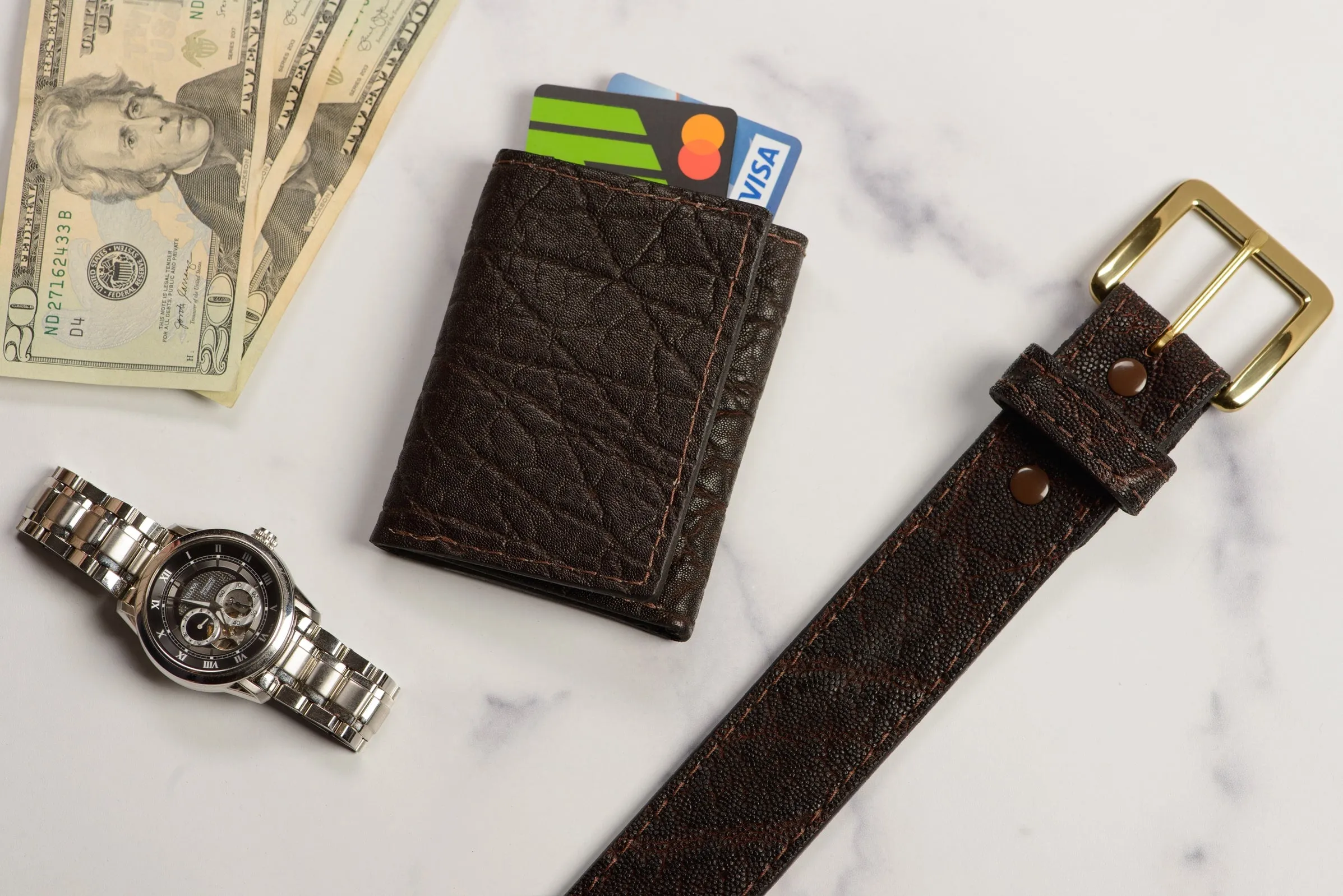 Dark Brown Elephant Trifold Wallet