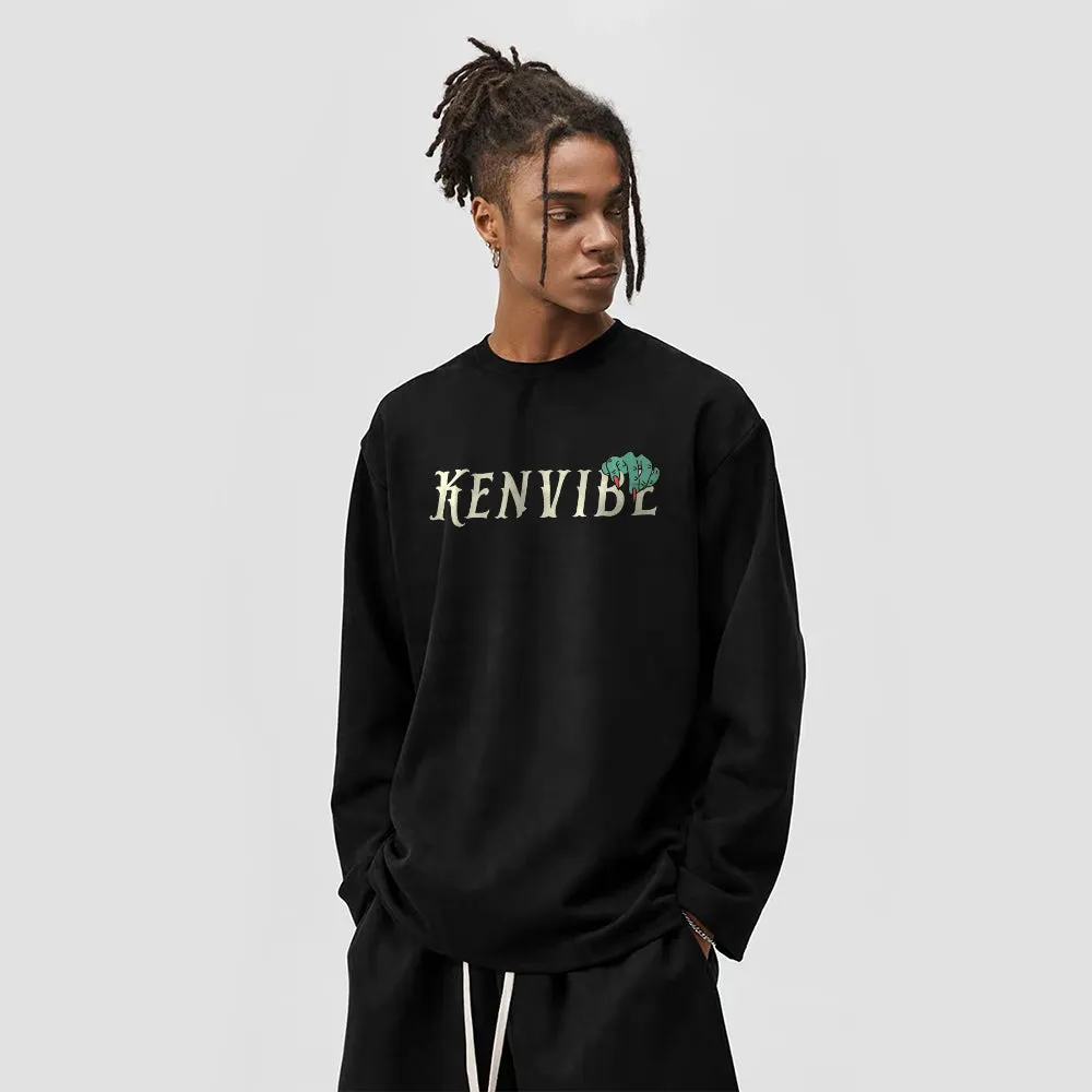 Dark Skeleton Hand Graphic Long Sleeve Shirt