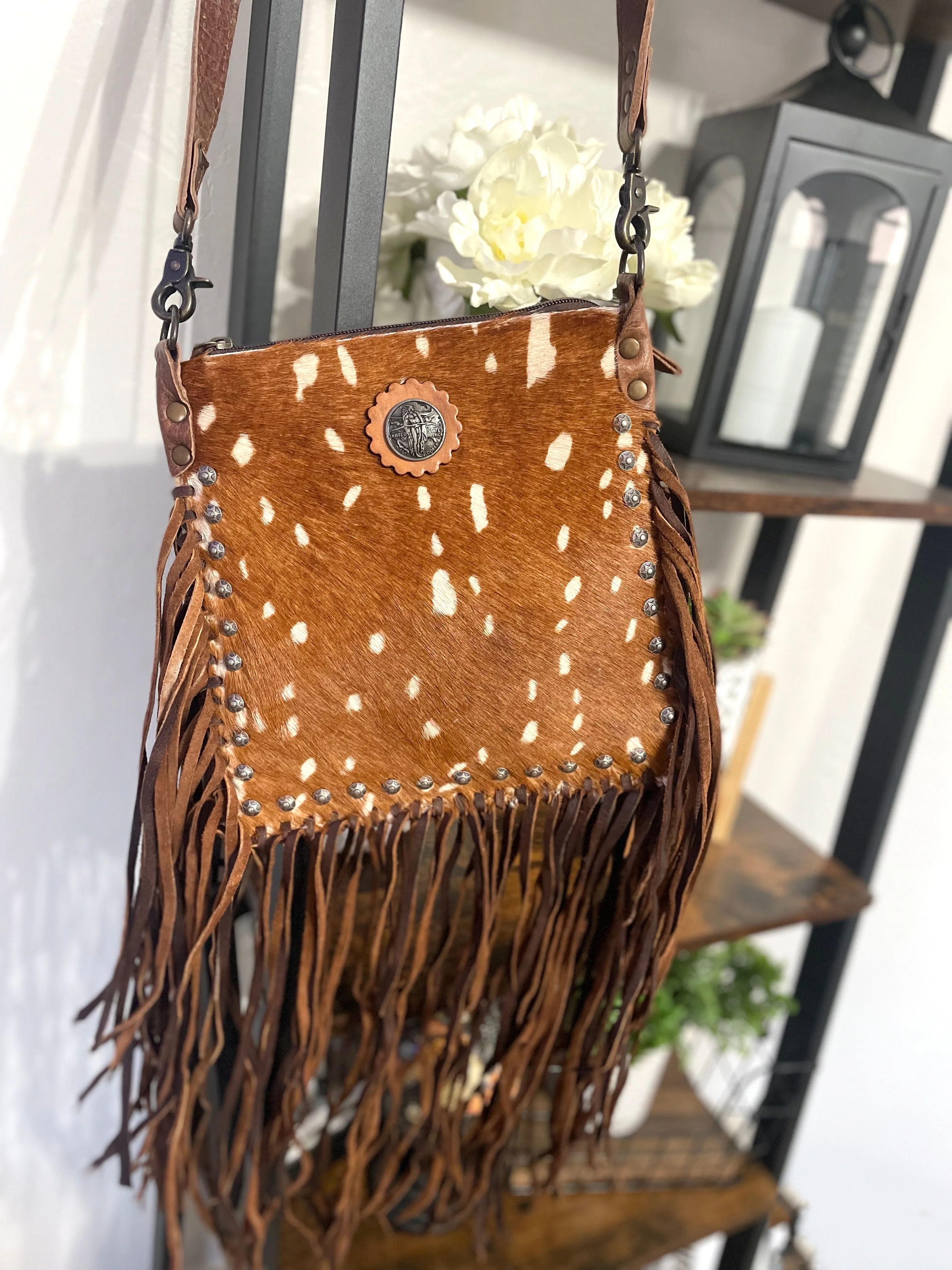 Deer Print Morgan Cowhide Handbag