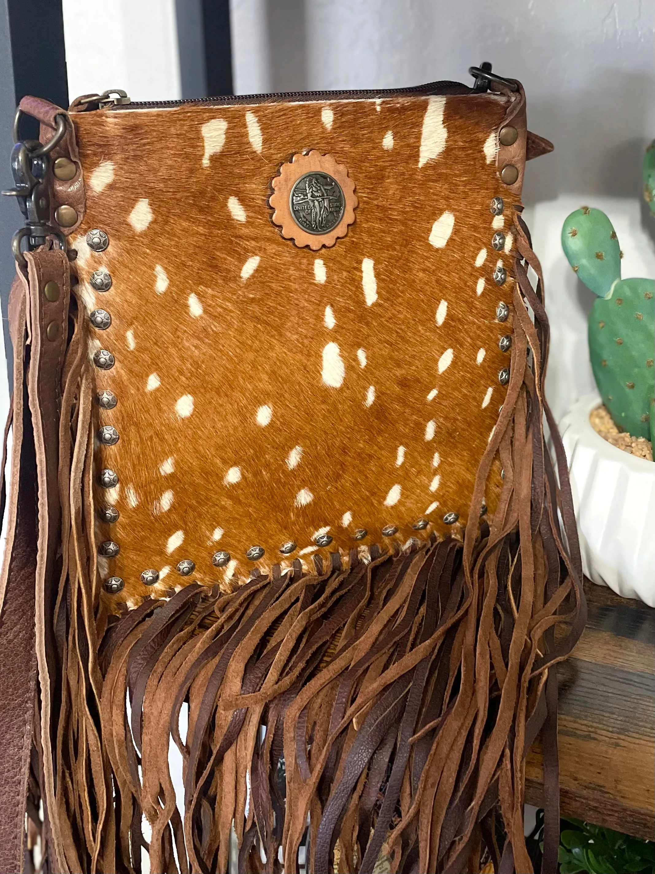 Deer Print Morgan Cowhide Handbag