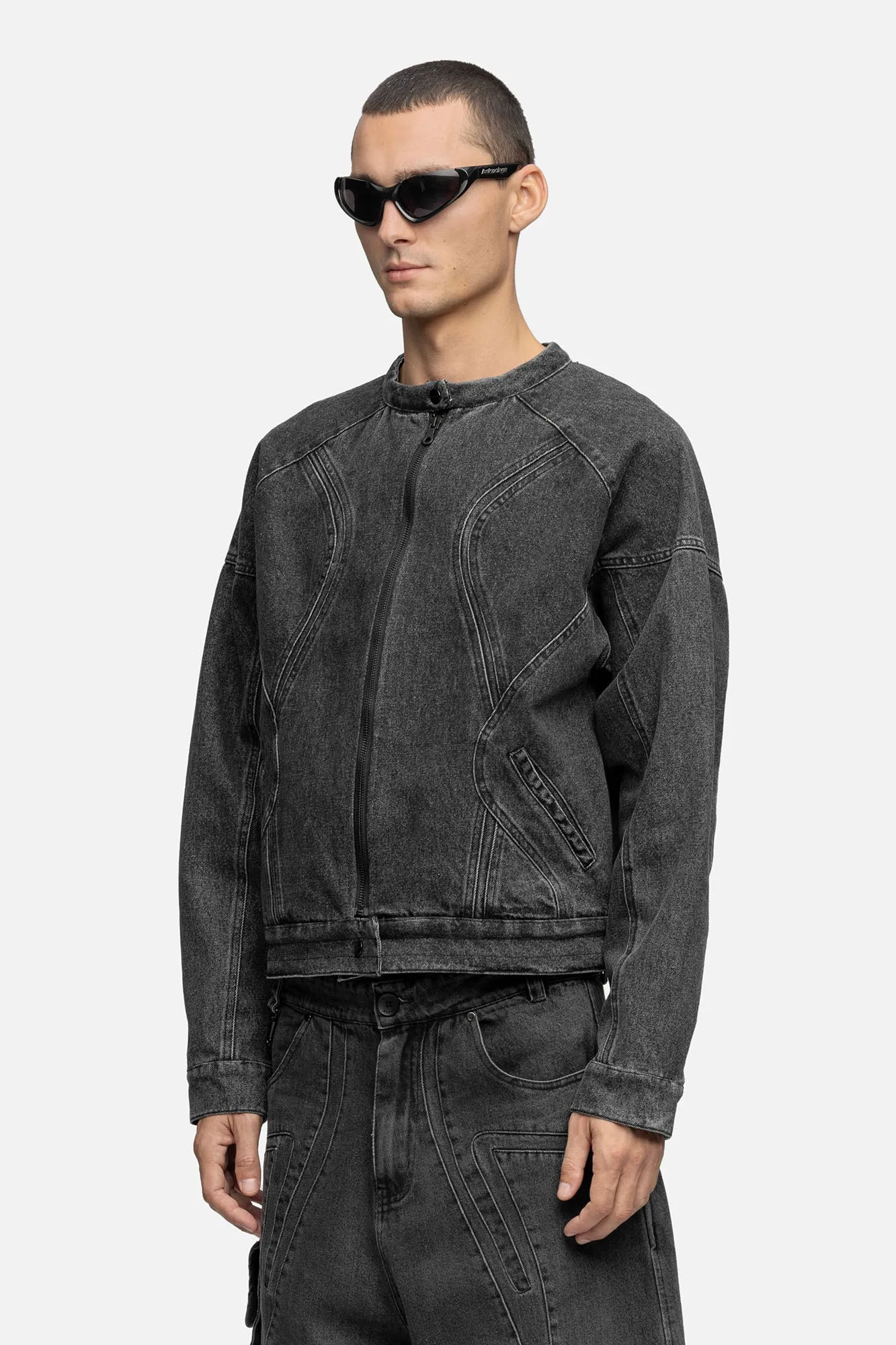DENIM BIKER JACKET GRAIN