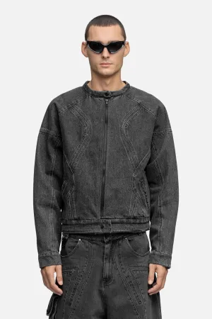 DENIM BIKER JACKET GRAIN