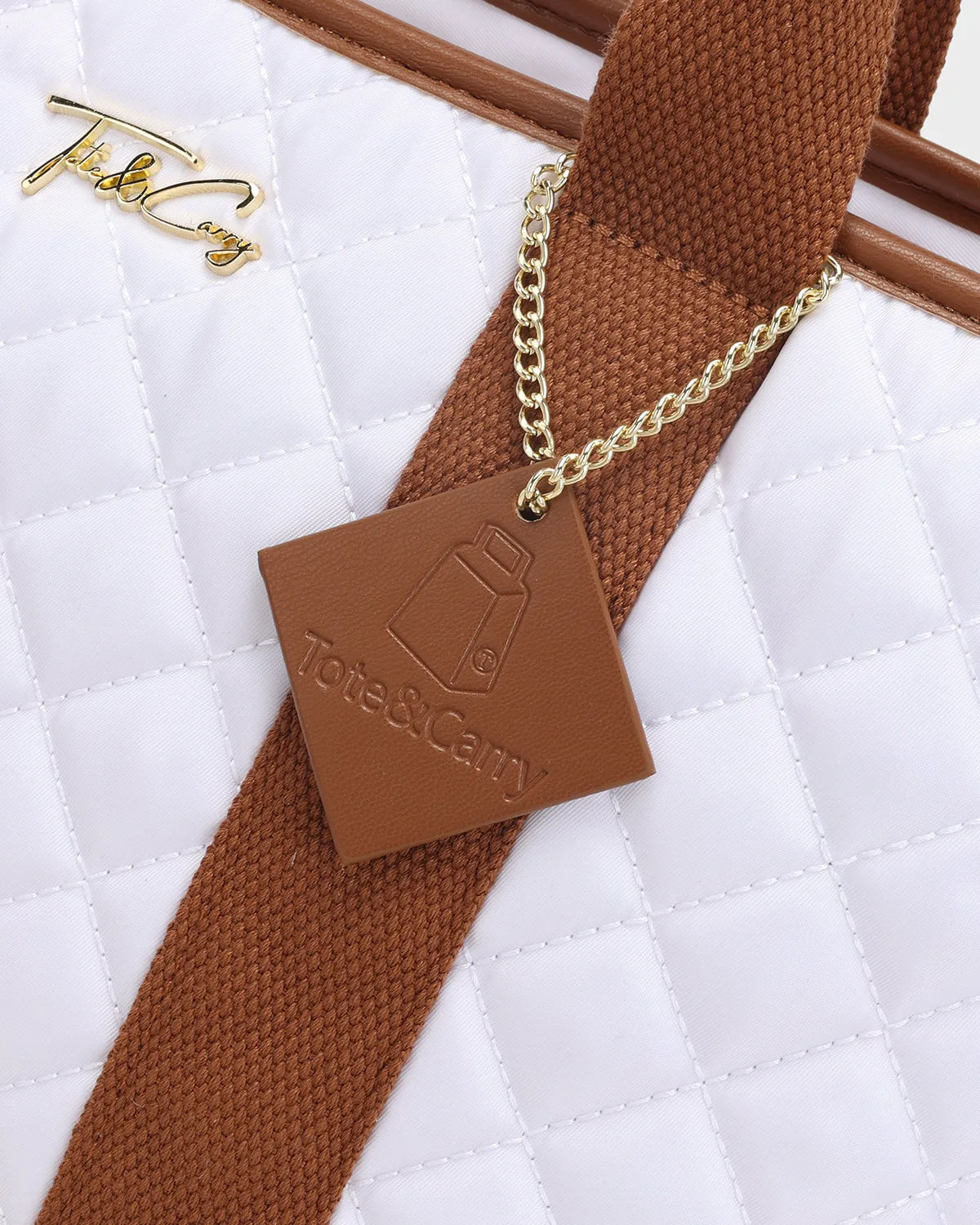 Diamond Stitch Tote Bag in White