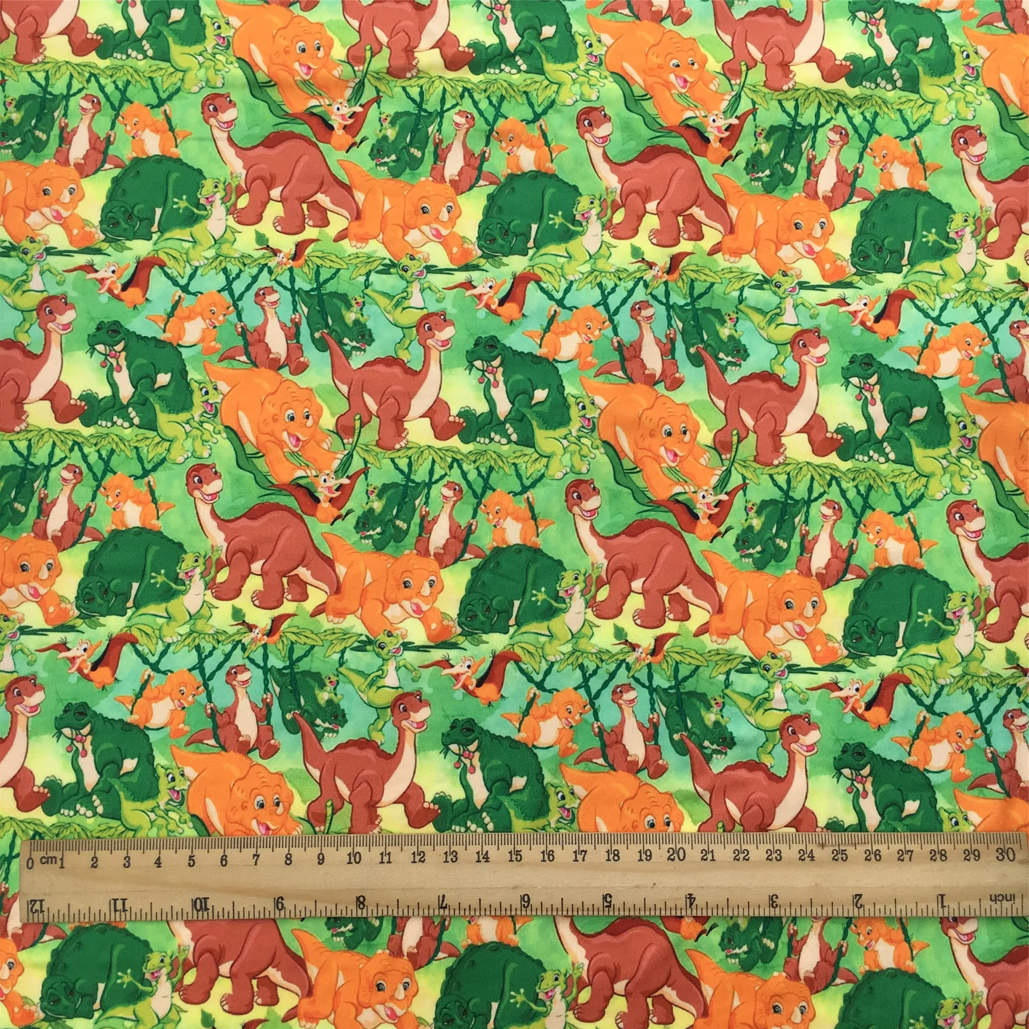 dinosaurs dino green series printed fabric