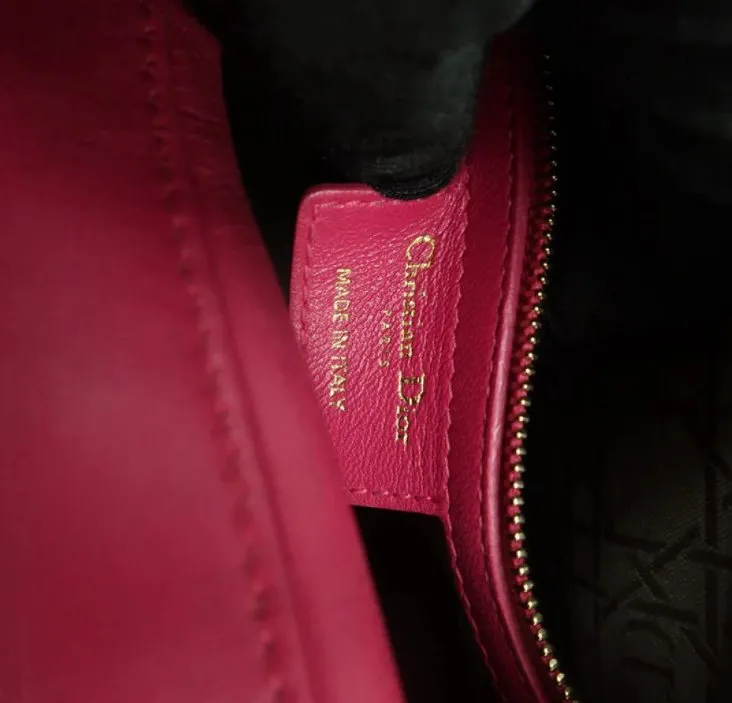 Dior Lady Fuchsia Lambskin Leather Satchel Medium