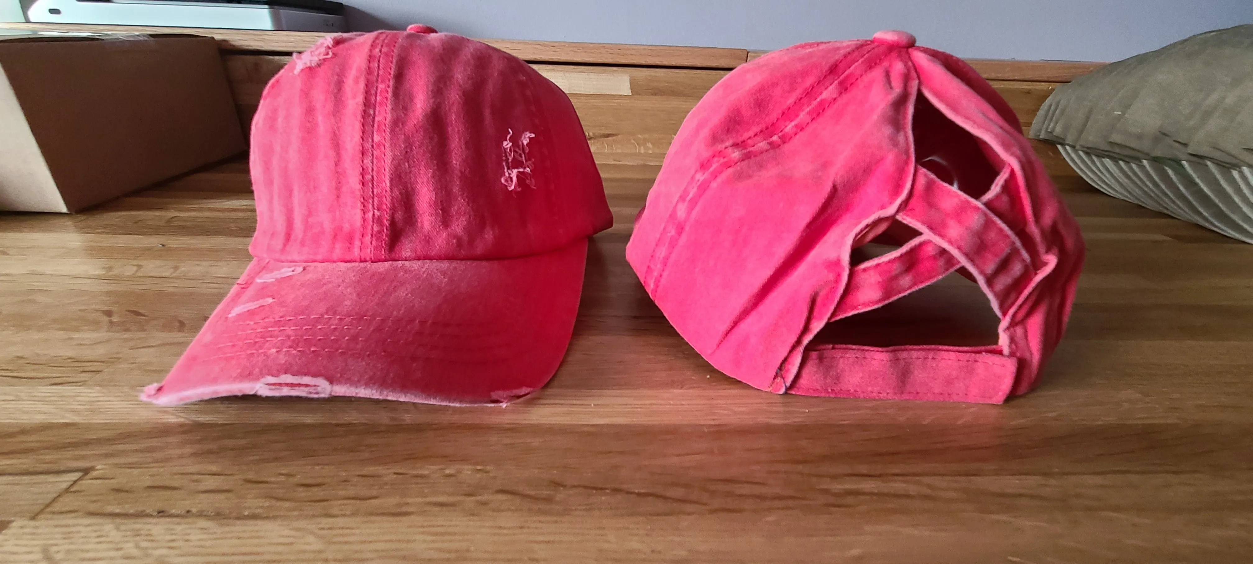 Distressed Cotton Criss Criss Ponytail Hat - 8 color options