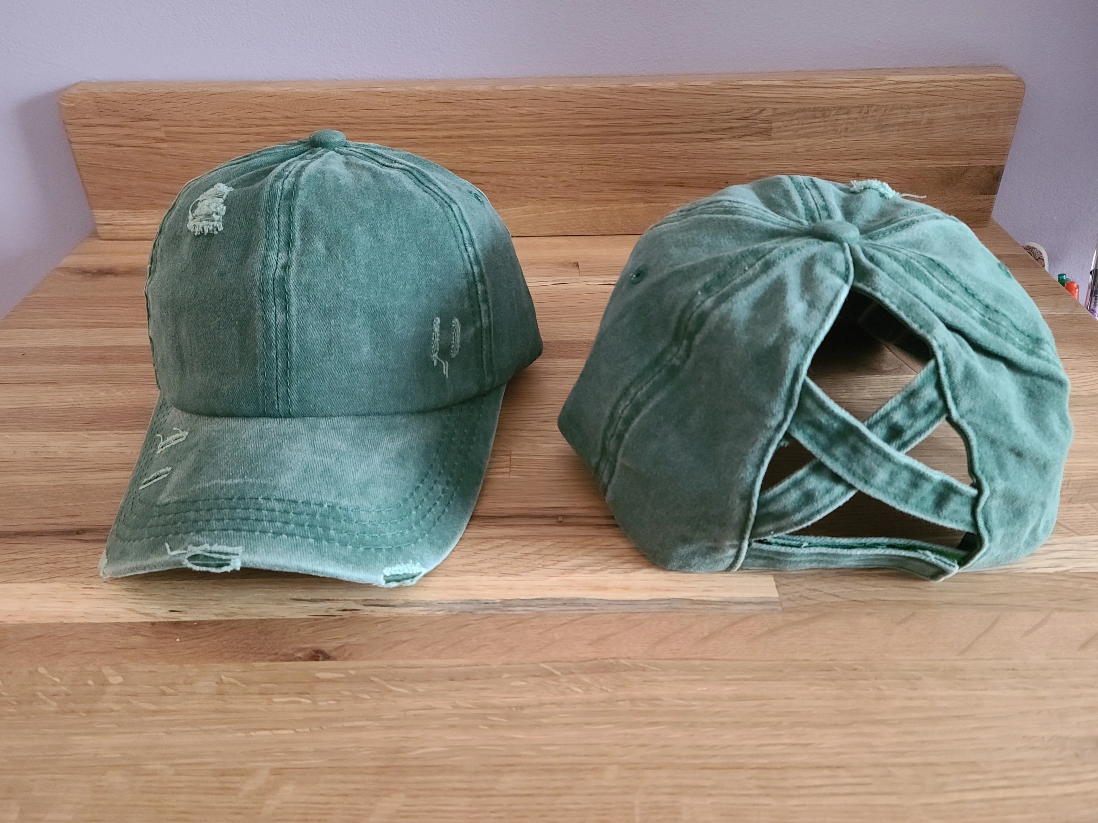 Distressed Cotton Criss Criss Ponytail Hat - 8 color options