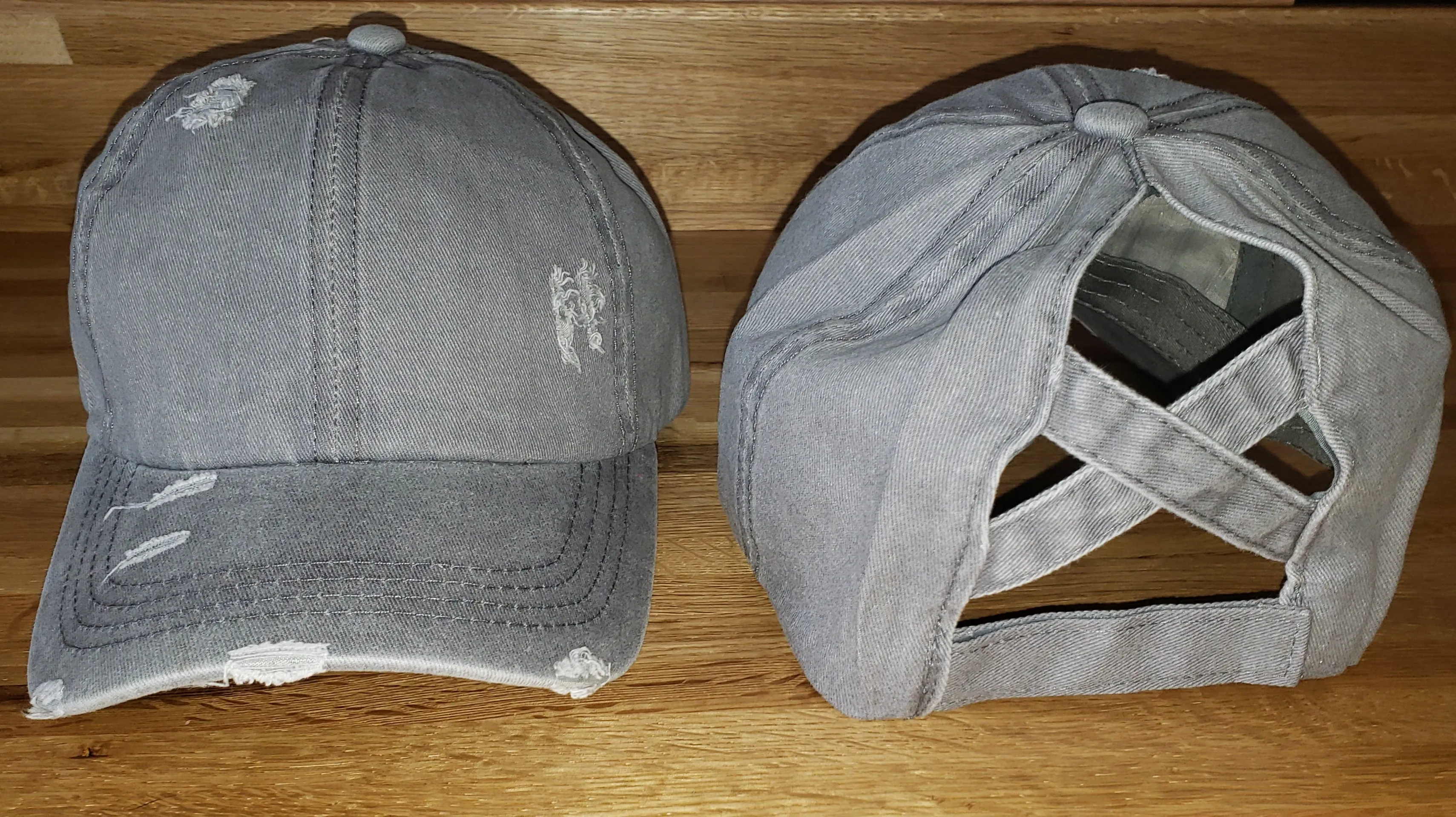 Distressed Cotton Criss Criss Ponytail Hat - 8 color options