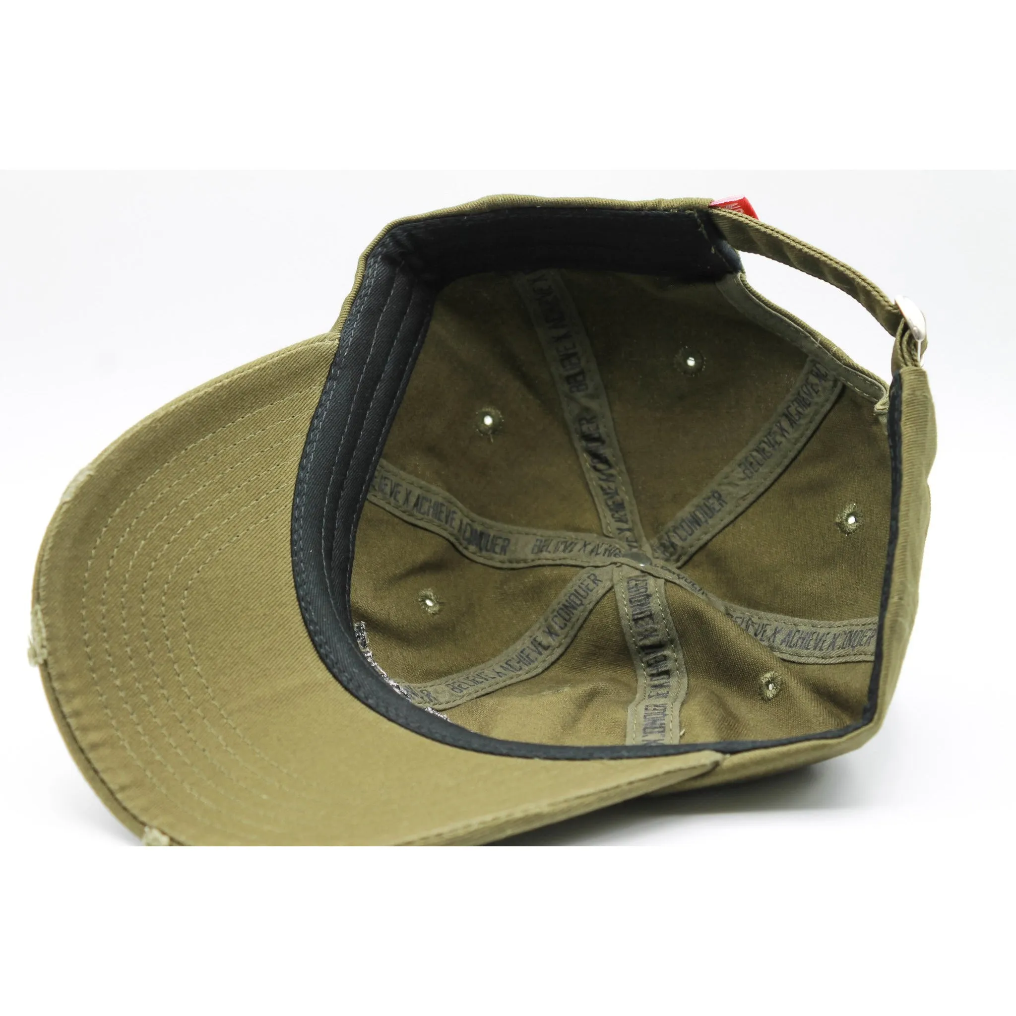 DISTRESSED DAD HAT -OLIVE GREEN