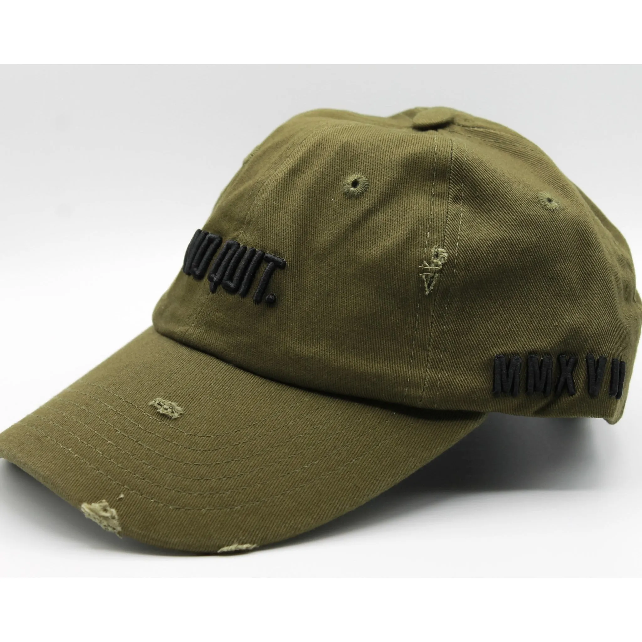 DISTRESSED DAD HAT -OLIVE GREEN