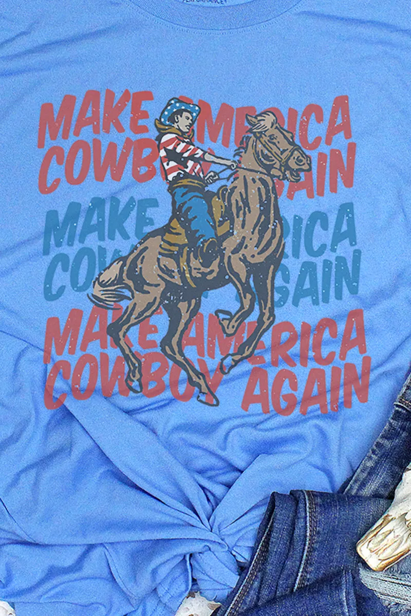 Distressed Make America Cowboy Again Unisex Dri-Power Poly Tee