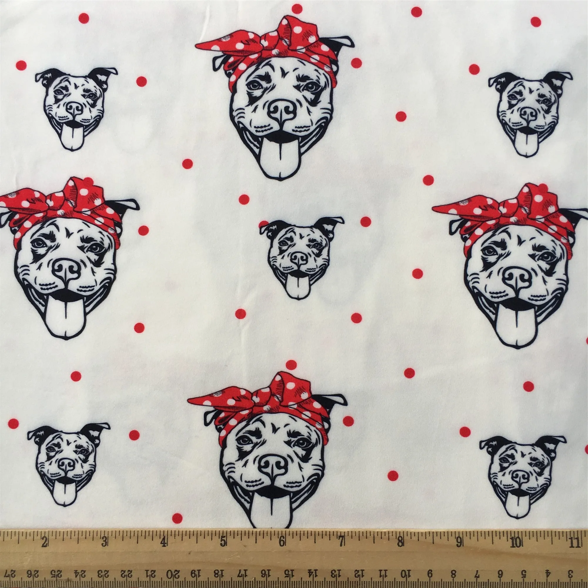 dog puppy dots spot bowknot bows printed fabric