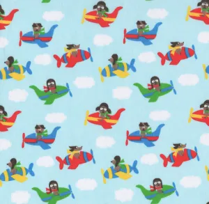 Dogs in Planes Polycotton Children Fabric Choose Size