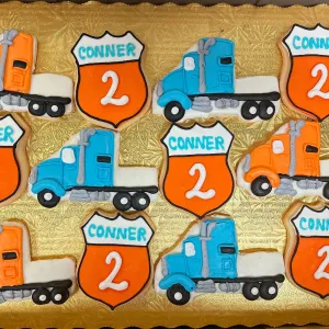 Dozen Decorated Cookie Badge & Semi-Truck