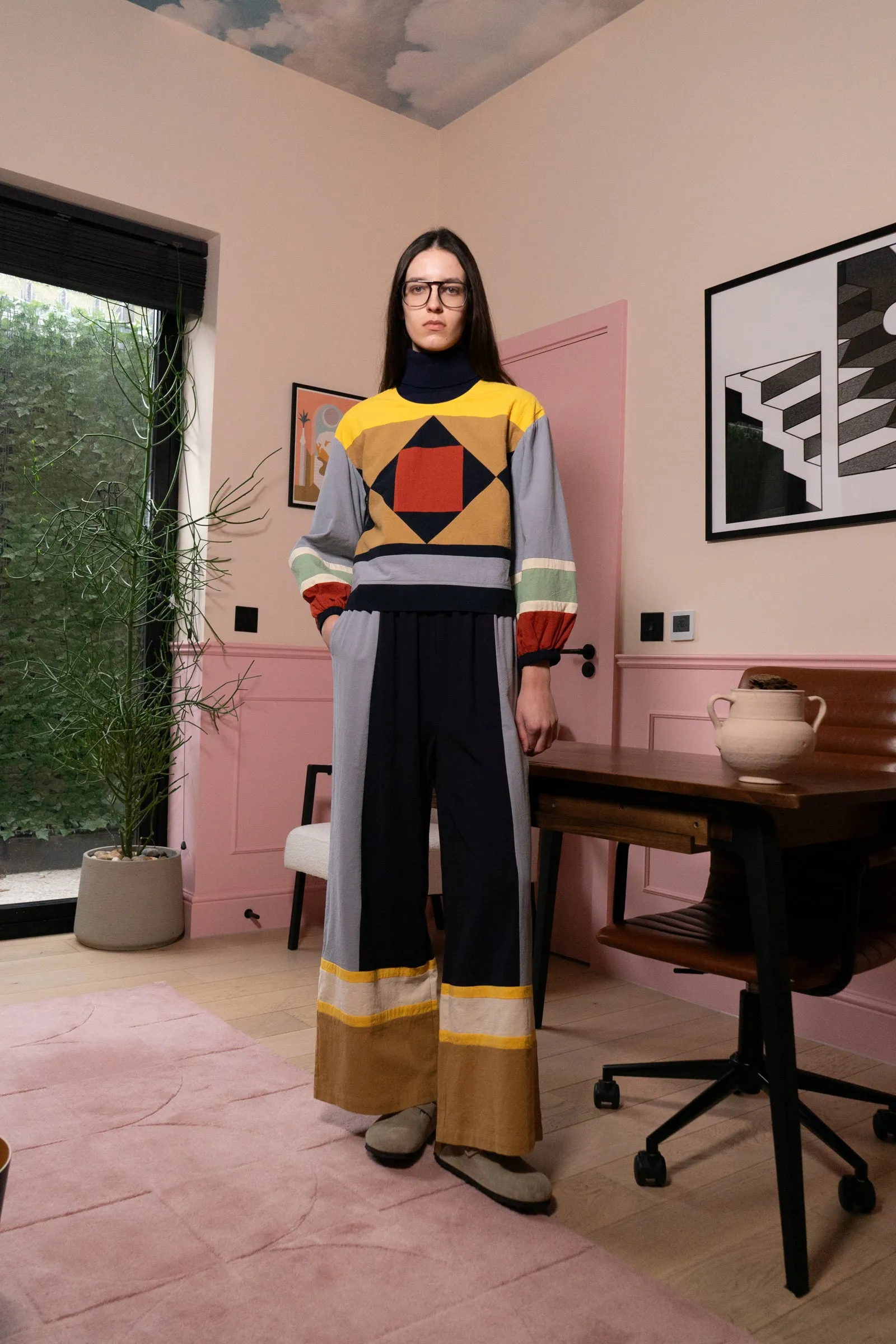 Eamon Trouser Quilt Colourblock