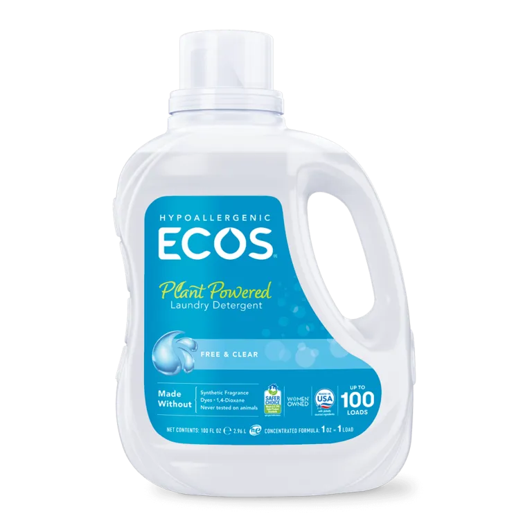 ECOS Hypoallergenic Laundry Detergent - Free And Clear 100oz/2.96L Exp: 03/27
