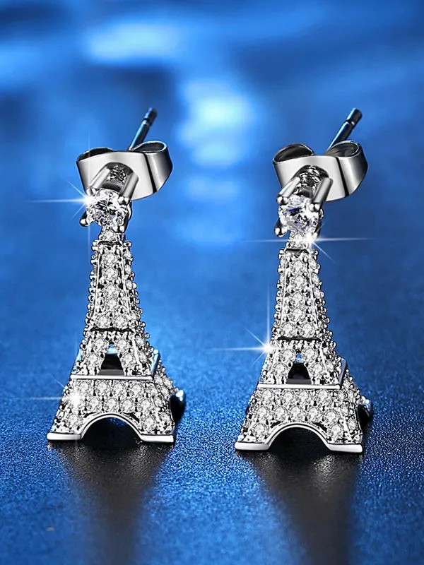Eiffel Tower Pattern Zircon Earrings